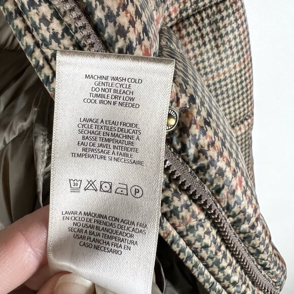 Ralph Lauren Houndstooth Plaid Puffer Jacket Size Large Outdoor Designer Casual - Picture 8 of 11